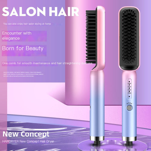 Electric Hair Straightening and Curling Brush Tool