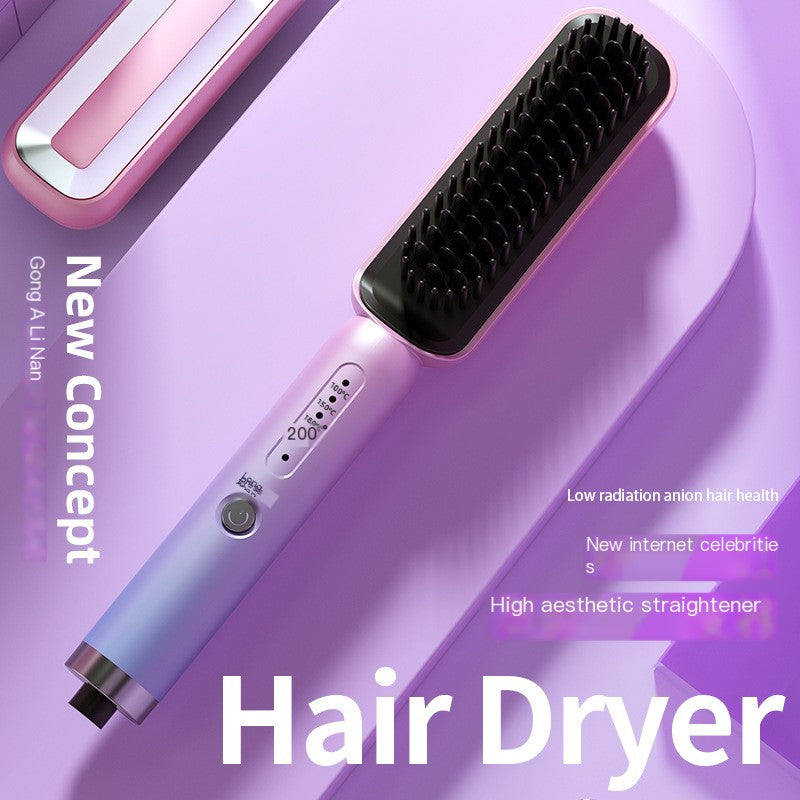 Electric Hair Straightening and Curling Brush Tool